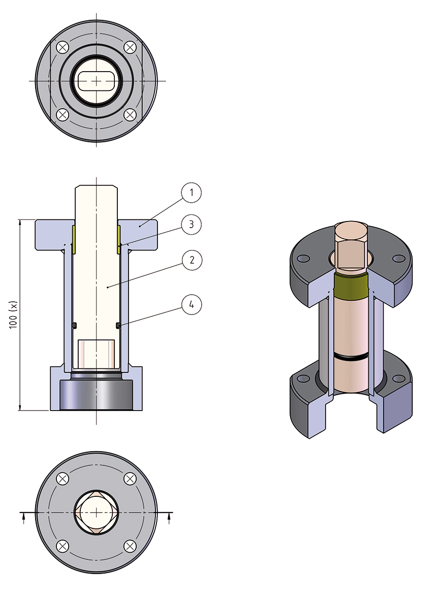 分体法兰二通球阀  ITEM 472/473型与执行器连接延伸轴